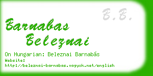 barnabas beleznai business card
